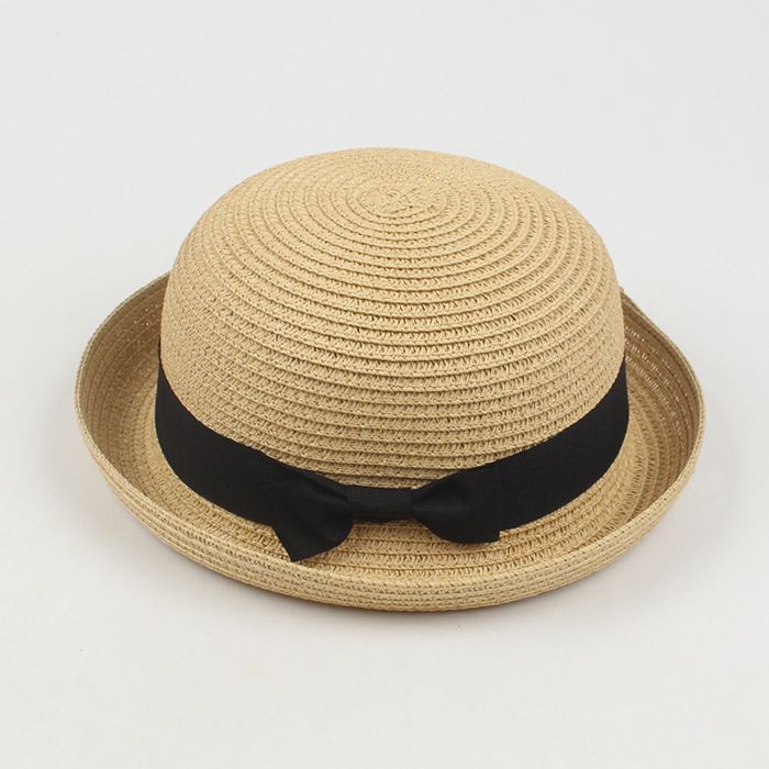 FUNMOON Sombrero de paja para niño con adorno de orejas de personaje de Baby Sun y cubo de playa Panamá - 777072