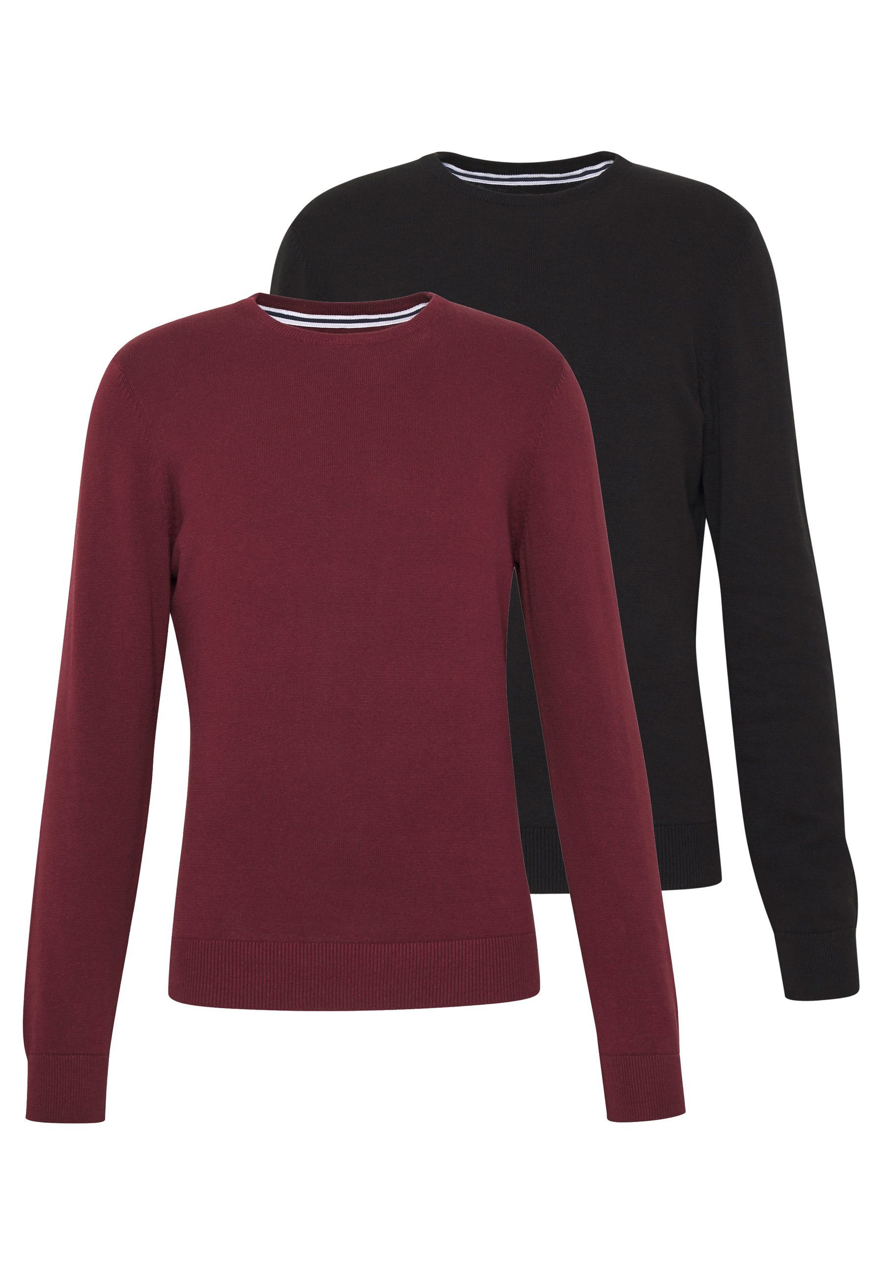 Pier One 2 PACK - Sweter - czarny/bordowy