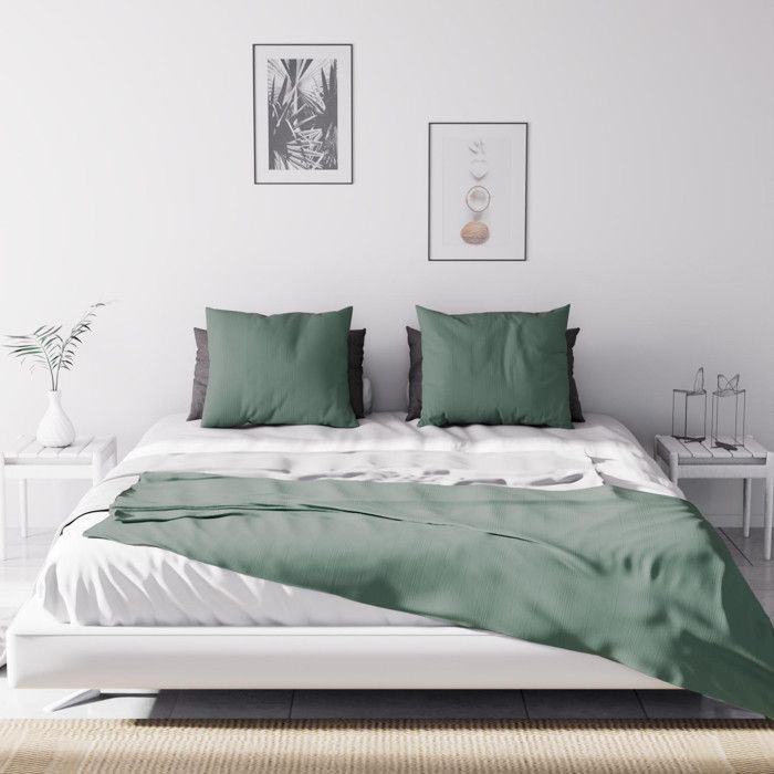 Bedspread - Ochre Sun - Adèle - 240x220 cm - Green - Fine tone-on-tone stripes