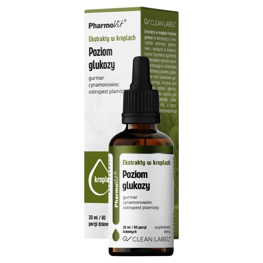 Pharmovit Clean Label Ekstrakty w kroplach Suplement diety na utrzymanie prawidłowego poziomu glukozy