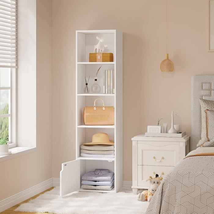 Boekenplank 34x24x132cm - Opbergrek met 5 planken - Wit