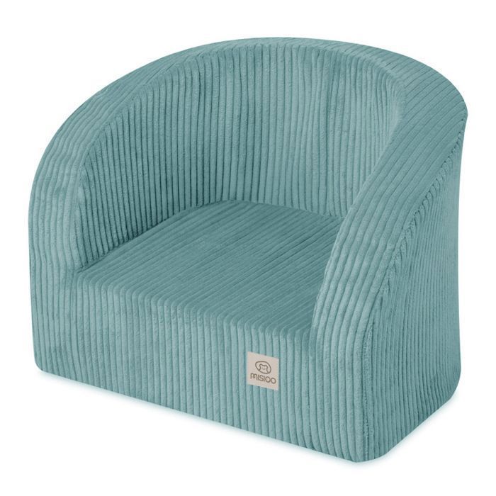 Poltrona imbottita MISIOO per neonati/bambini, in velluto a coste blu, 53x40 cm