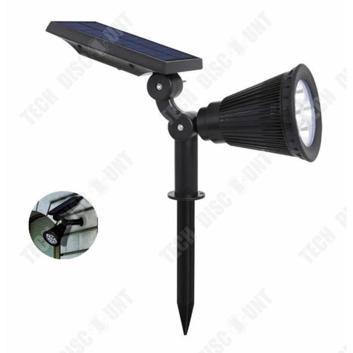 TD® Lampe Solaire Jardin Eclairage Exterieur IP65 250LM 90° Projecteur Spot LED Lampe pour Jardin Terrasse Arrière-cour Blanc