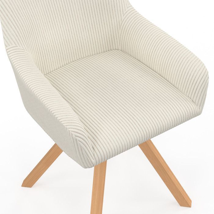 IDMARKET Set of 2 JANY swivel dining chairs, beige corduroy dining chairs