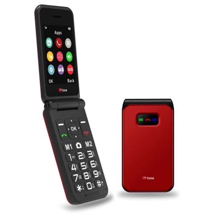 TTfone TT760 4G Mobile de base à gros boutons pour personnes âgées avec bouton d'assistance d'urgence (Rouge, avec Chargeur)