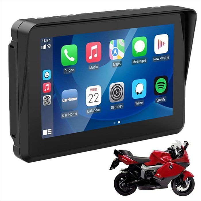 Pantalla táctil de 5 pulgadas, GPS, CarPlay para motocicletas, estéreo portátil inalámbrico con CarPlay y Android Auto, resistente al agua, Bluetooth dual