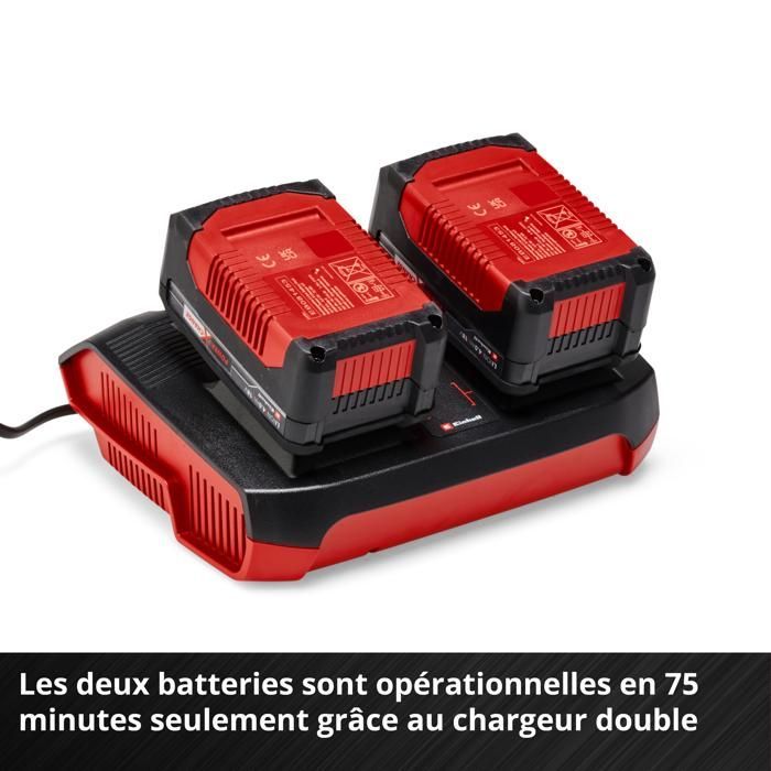 Kit de inicio Einhell 2 x 4,0 Ah + Cargador doble PXC (Iones de litio, 18 V, 1 cargador + 2 baterías de 4,0 Ah)