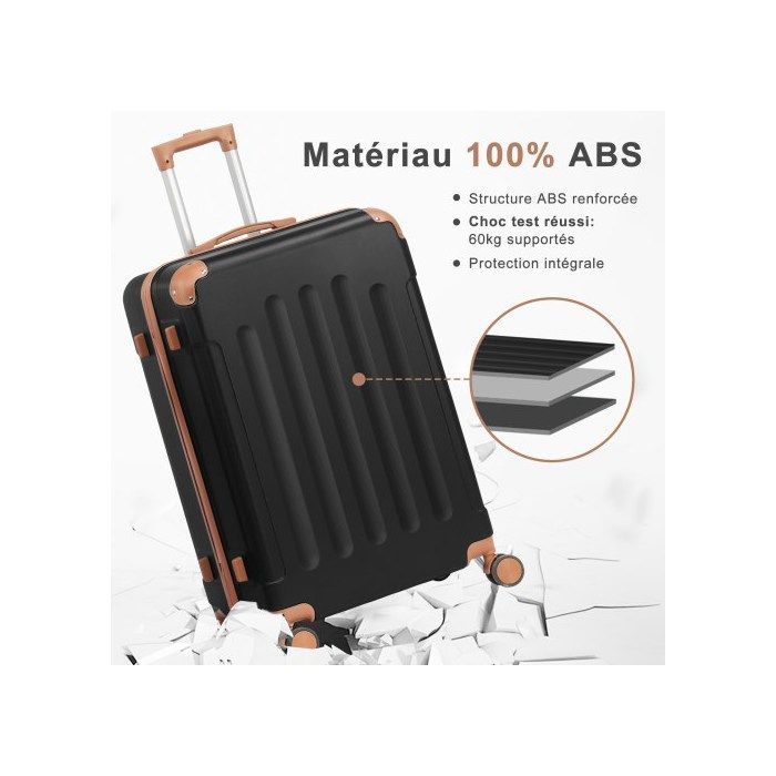 ALIGHTUP - Set di valigie da 4 pezzi | ABS | Valigia + Beauty case | Set di bagagli | Nero e marrone