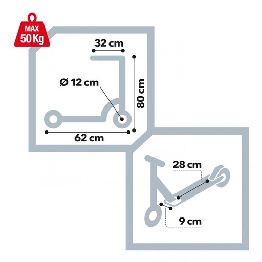 Step voor 3-jarigen, opvouwbare aluminium step, 2 wielen, 12 cm, CB Riders