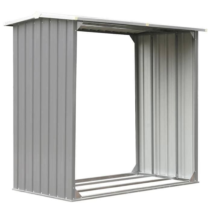 Leñera de acero galvanizado - JILL - 172x91x154 cm - Gris - Acero galvanizado - Tubos adicionales