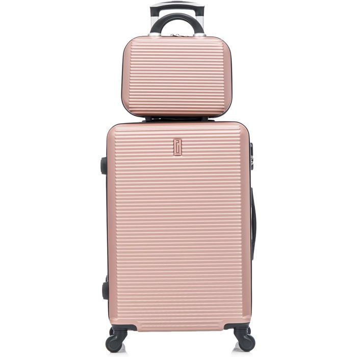 Valise Moyenne 20kg 65cm avec Vanity | Valise CELIMS Week-end | ABS | Cadenas | Rose Gold