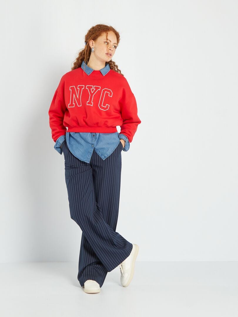 Bluza z okrągłym dekoltem „New York” – CZERWONA