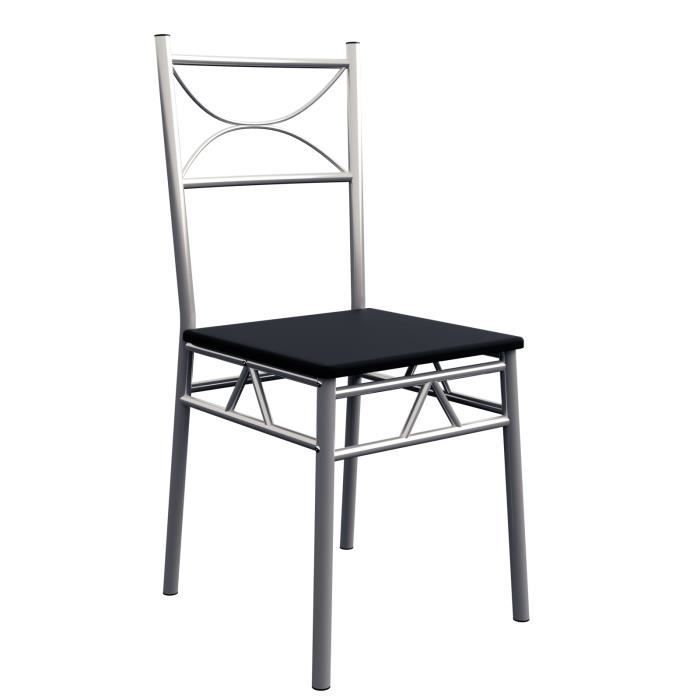 Conjunto de jantar Paul de 5 peças na cor preta: 1 mesa, 4 cadeiras, MDF, estrutura de metal laqueado. Design elegante.