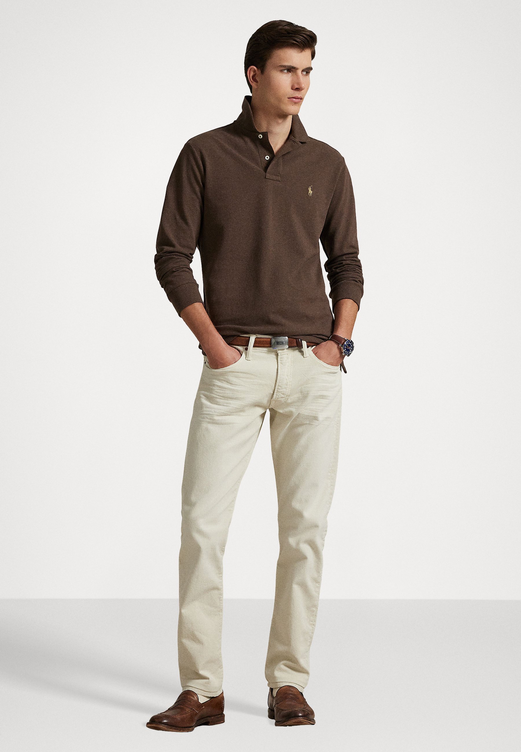 Polo Ralph Lauren CUSTOM SLIM FIT MESH POLO SHIRT - Polo - marrone noce mélange