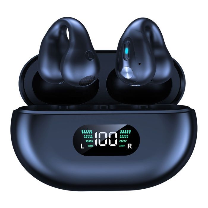 RNCYN Q80 Knochenleitungskopfhörer – Spezieller Ohrclip – Bluetooth 5.3 – Digitales LED-Display