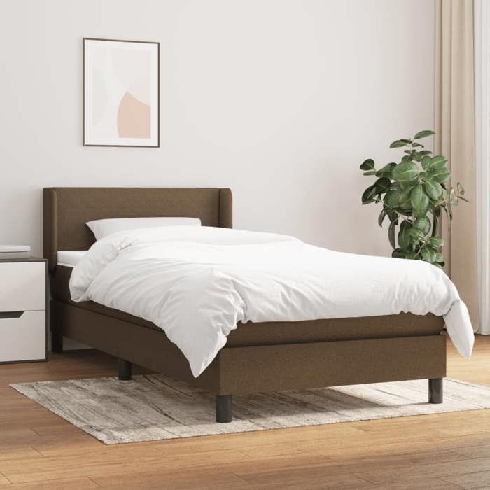 Base de cama de láminas con colchón - Marrón oscuro - 80x200 cm - Máxima relajación - Individual
