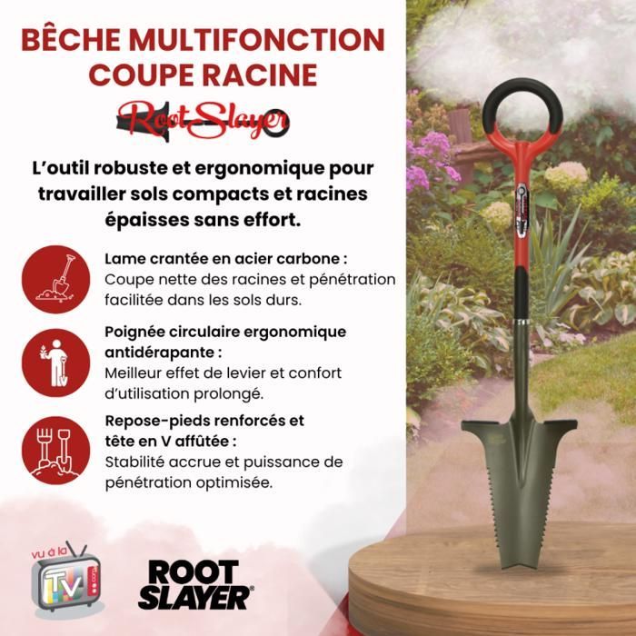 VENTEO | Pelle multifonction robuste | Bêche de jardin ergonomique coupe racine | Outil de jardinage polyvalent | Outillage pratique