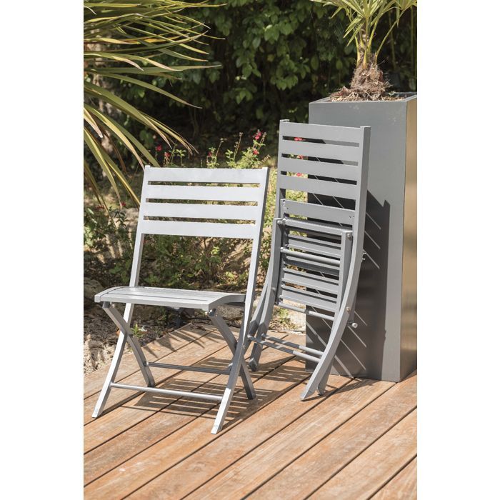 Conjunto de comedor de jardín de aluminio para 2 personas - Gris claro