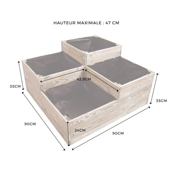 4-bed wooden raised garden bed