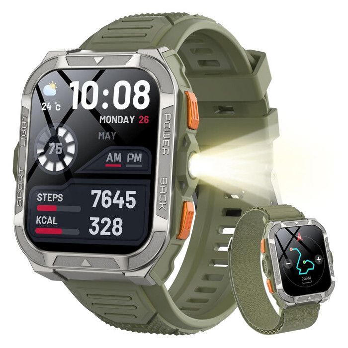 Blackview W80pro Smartwatch, GPS-navigatie, GPT-chat, 900 mAh, 1,91 inch, Bluetooth-bellen, gezondheidsanalyse, voor Android/iOS, groen