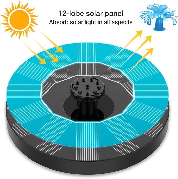 Aggiornamento fontana solare 2022: pompa solare per laghetto con 6 effetti, pompa dell'acqua solare, pompa multicolore
