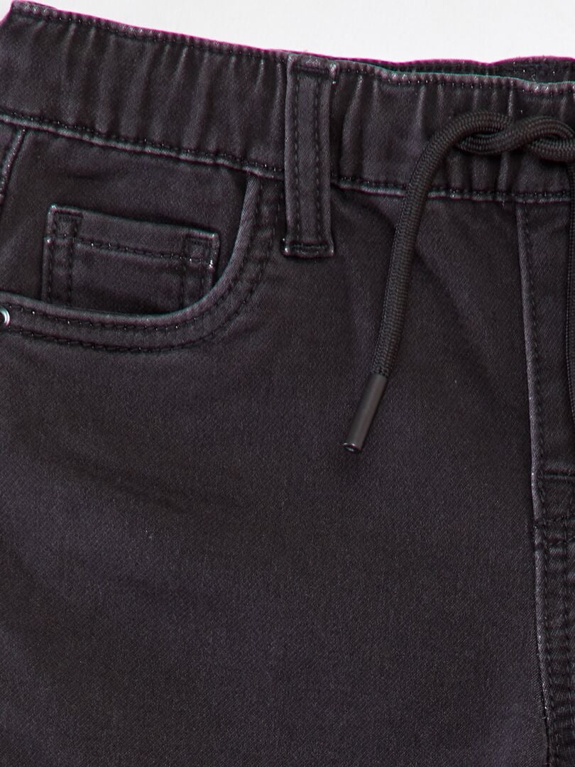 Jeans met elastische tailleband en trekkoord - GRIJS