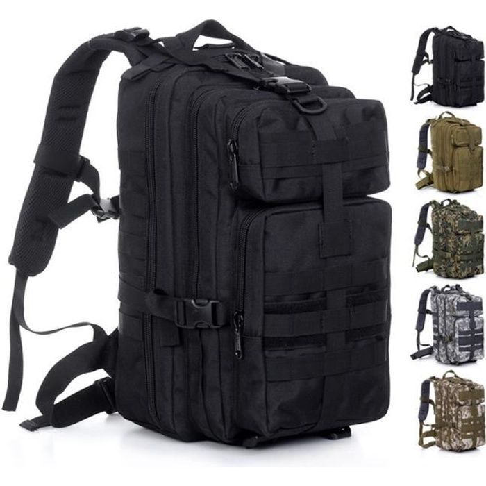 Mochila táctica militar de 30 litros, 1000D, para camping y senderismo - MINIDIVA - Negra