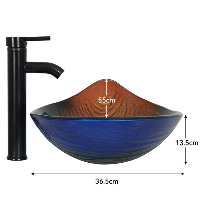 Lavabo de encimera con grifo, lavabo ovalado para baño, 55 cm