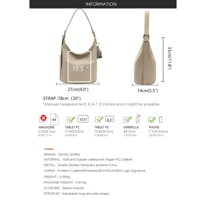 David Jones - Borsa a tracolla da donna in similpelle - Nera