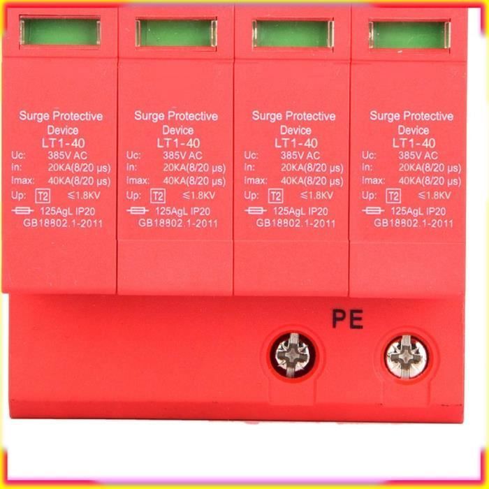 Protector contra sobretensiones doméstico de 4 polos, 40 kA, 385 V, 20 A, dispositivo de protección contra rayos de bajo voltaje.