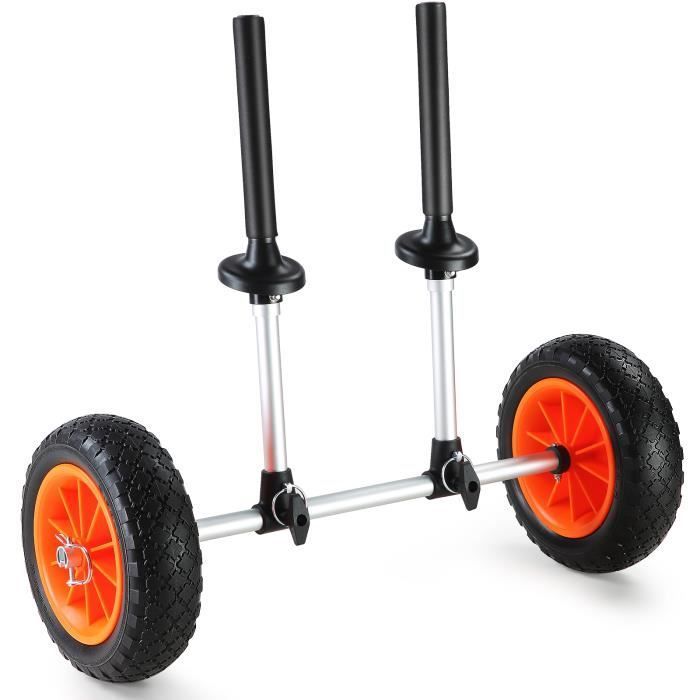 Carro para kayak - VEVOR - Carro de transporte para canoas de 127 kg - Ancho ajustable - Ruedas macizas de 25,4 cm para kayaks 252x670x605 mm
