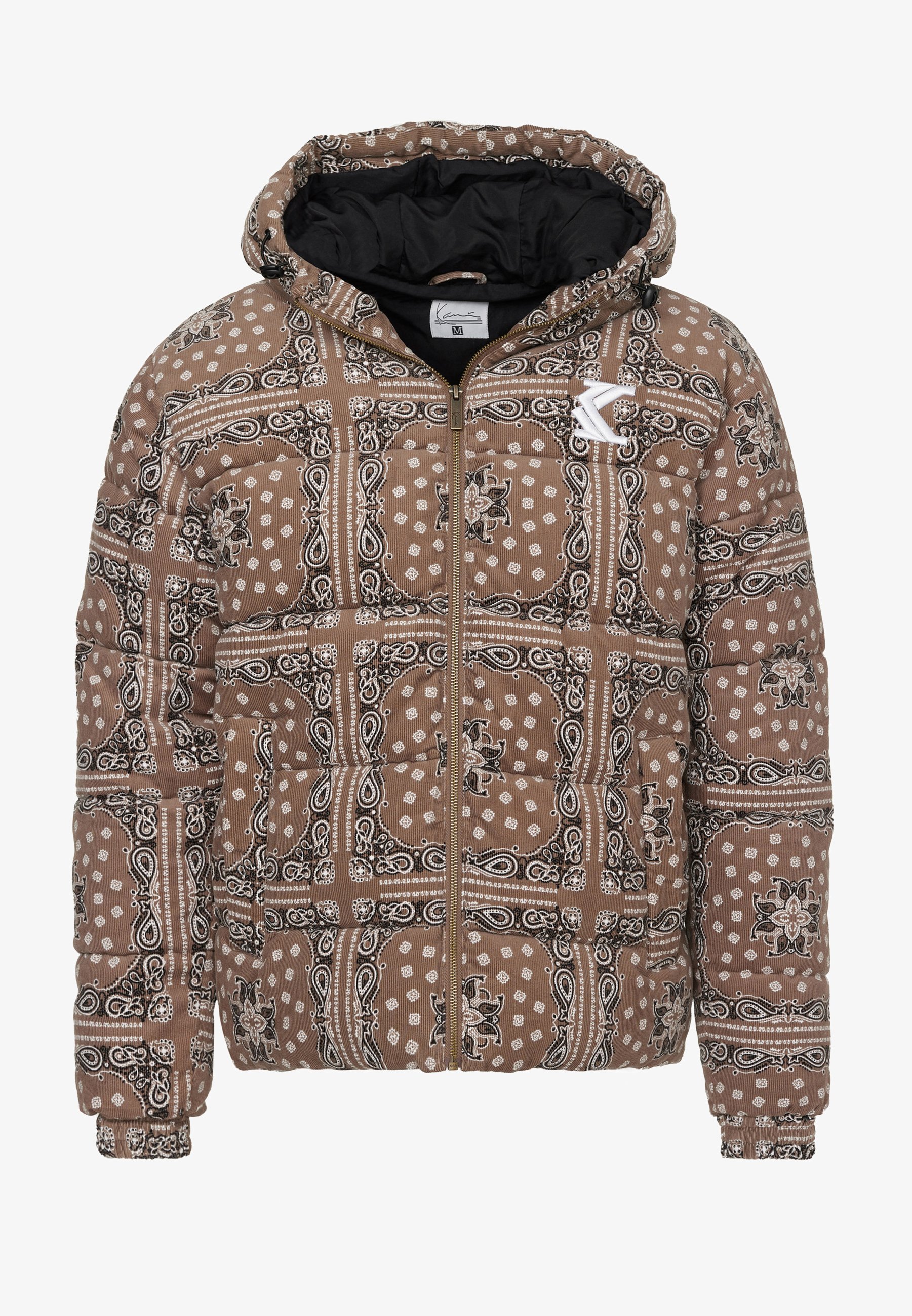 Doudoune à capuche à motifs cachemire Karl Kani - Veste d'hiver - taupe foncé