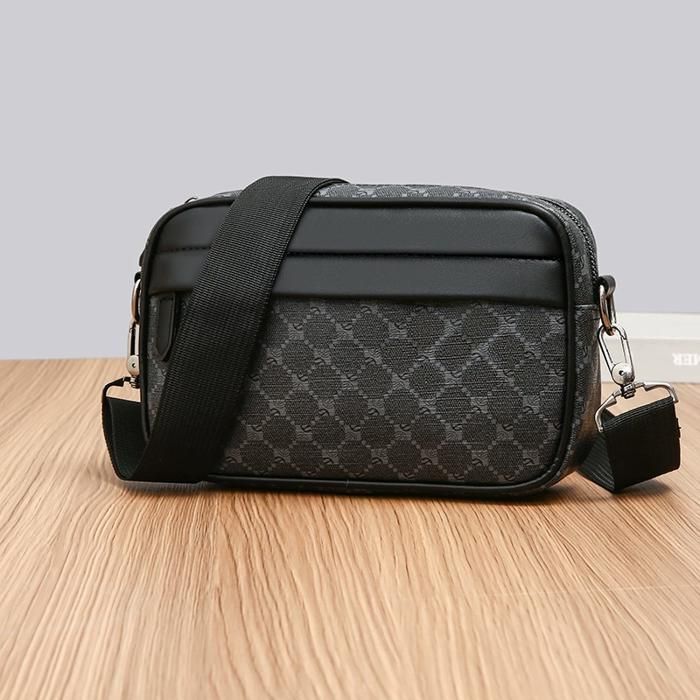 Bolso de hombro para hombre - XJYDNCG - Piel - Estilo vintage - Para el trabajo y los viajes - Negro