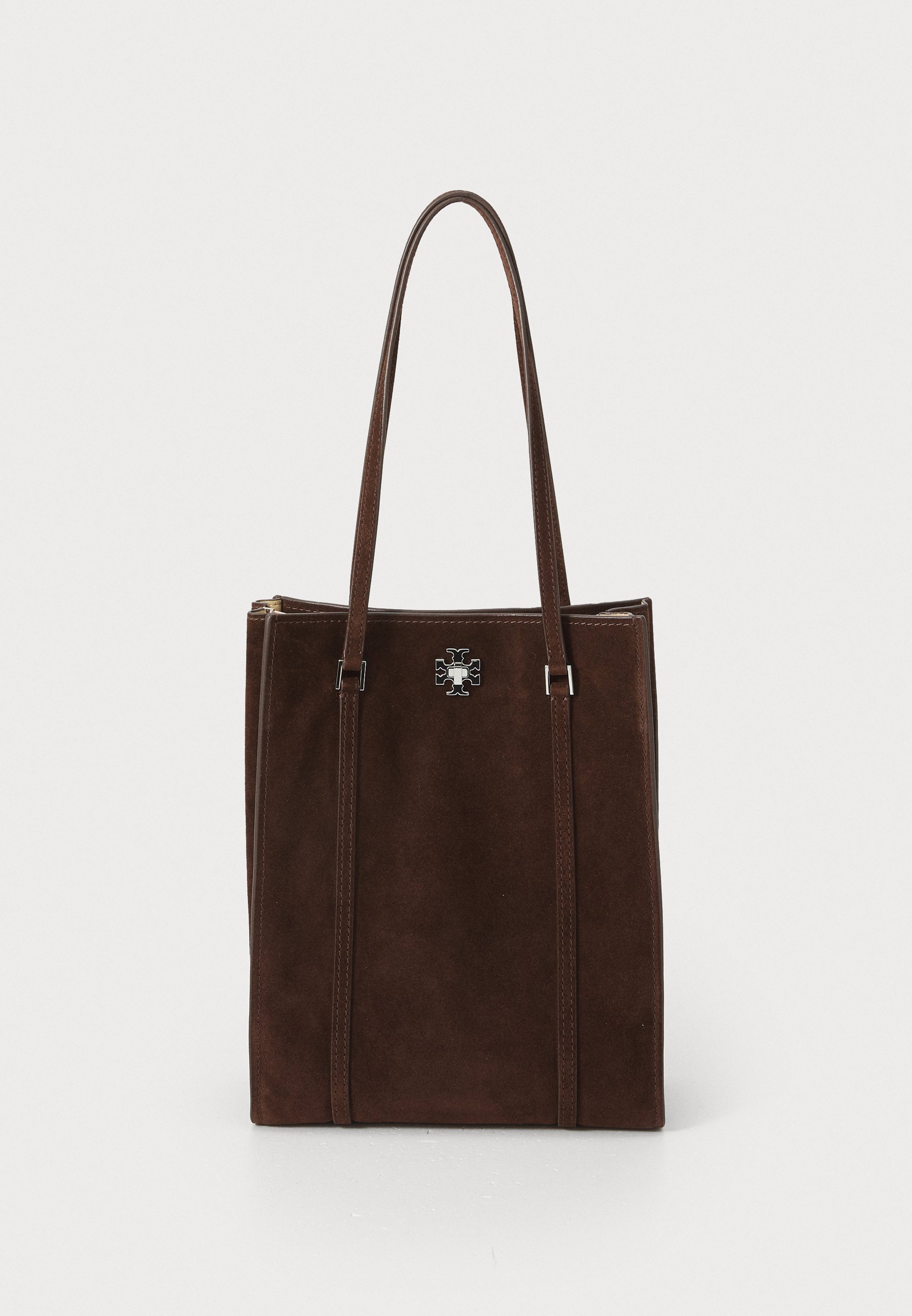 Tory Burch TURNLOCK SUEDE SMALL TOTE - Handtas - donkerbruin