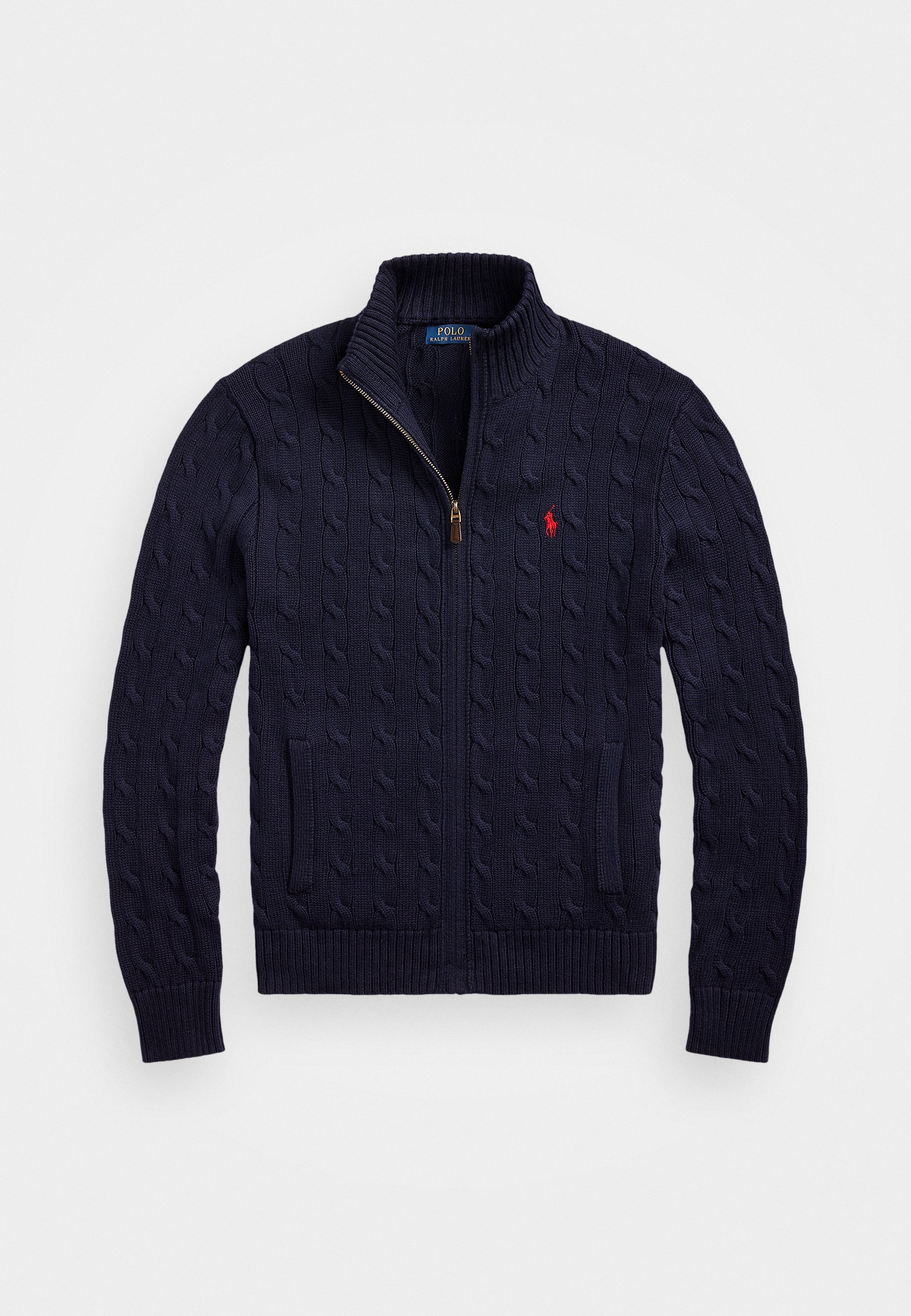 Polo Ralph Lauren kabelgebreide katoenen trui met volledige ritssluiting - Cardigan - donkerblauw