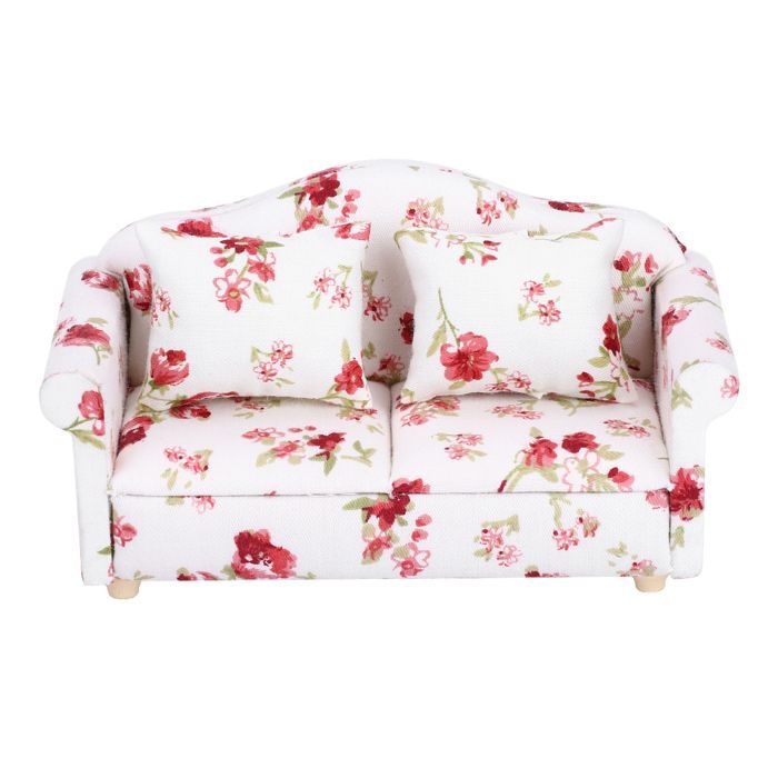Divano per bambole SURENHAP, accessori per bambole a forma di casa di fiori, mini mobili, divano matrimoniale, casa dei giochi, grande gruppo di fiori