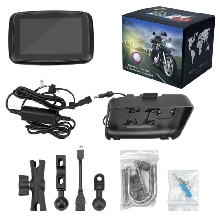 GPS impermeabile per moto - PRUMYA - 5 pollici - Bluetooth 5.0 - CarPlay e Android Auto - Trasmissione FM