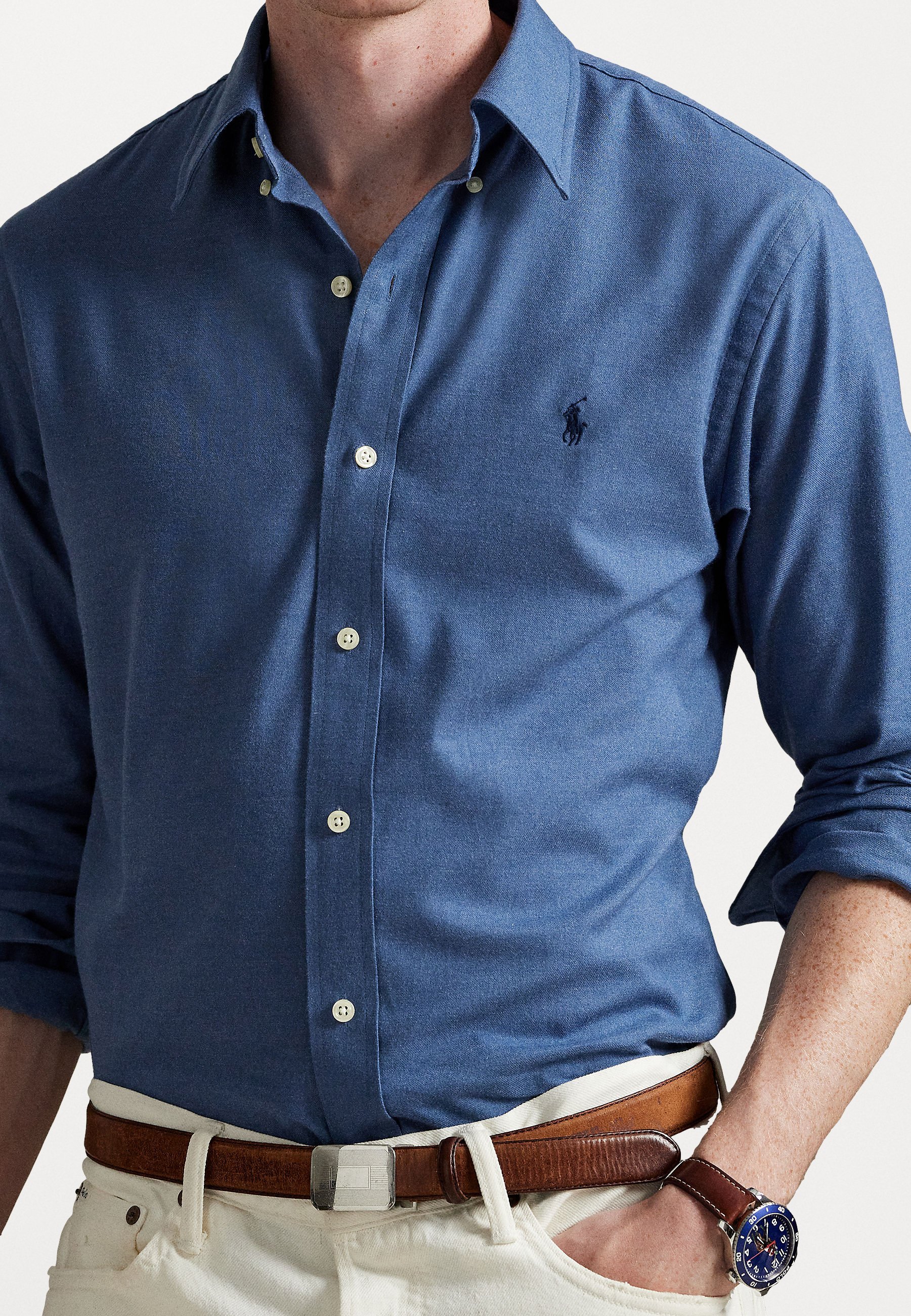 Polo Ralph Lauren CUSTOM FIT PERFORMANCE TWILL SHIRT - Shirt - lattice blue heather