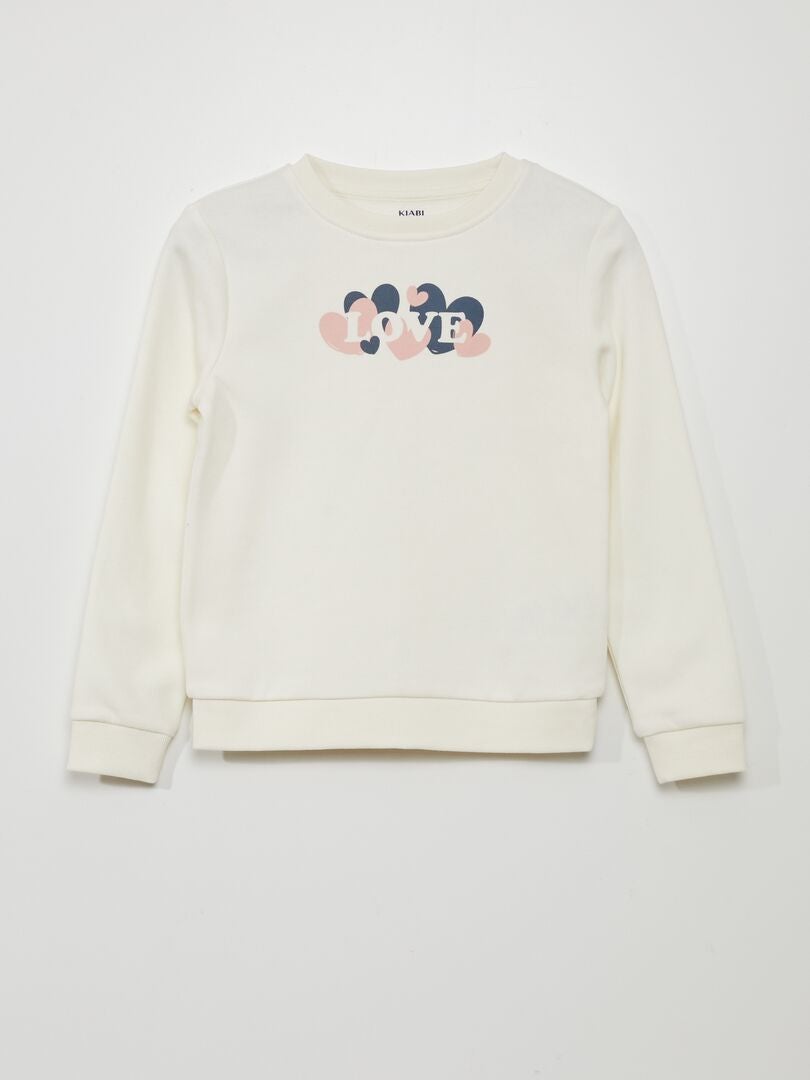 Sweatshirt van fleece met print - WIT