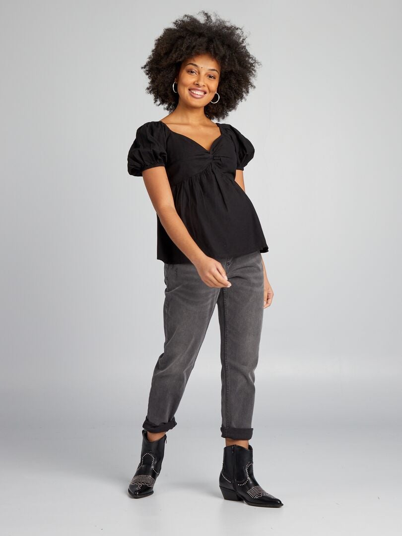 Blusa premamá de lino - negra