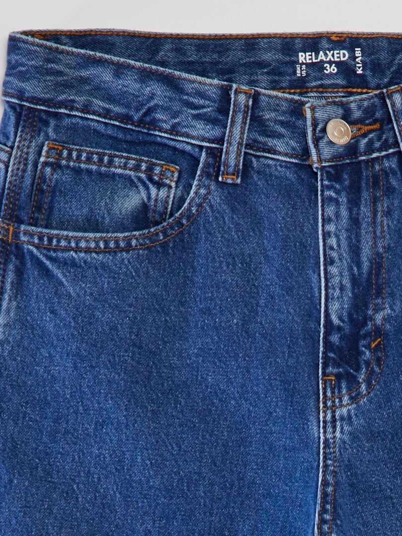 Calça jeans de carpinteiro com modelagem relaxada - AZUL