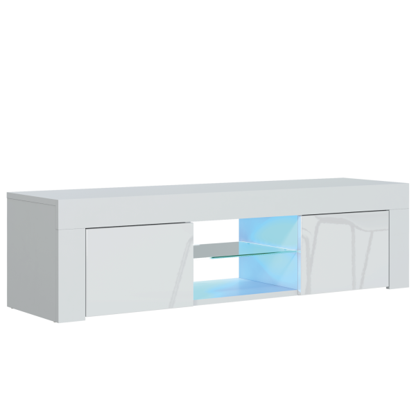 Szafka RTV 130cm ONE FURNITURE - Biały Laminat & Połysk