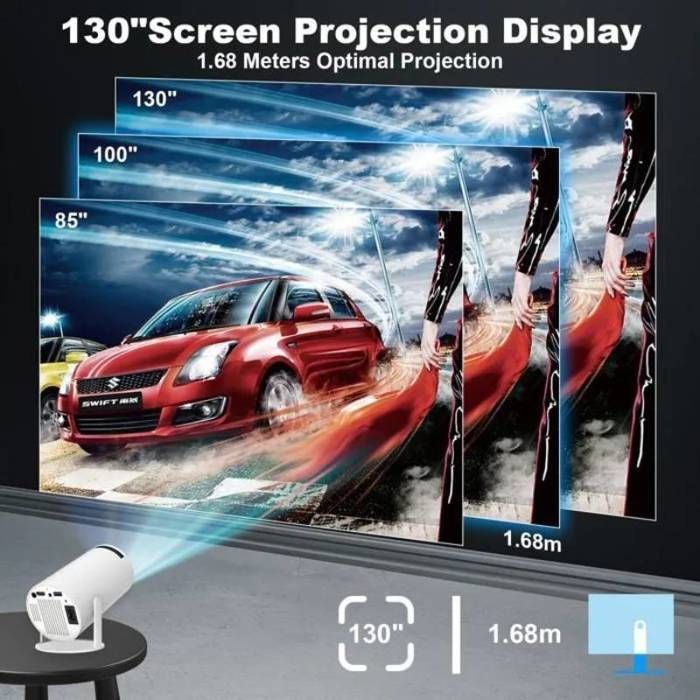 Portable Video Projector - 4K - 1600 Lumens - WiFi 2.4/5G - Bluetooth 5.2