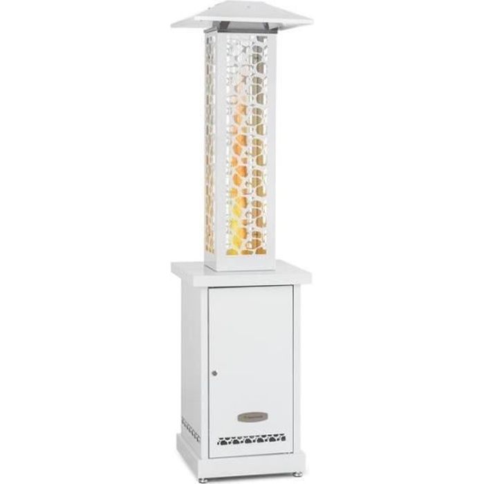 Blumfeldt Mobiler Pelletkaminofen für die Terrasse – 12 kW – Weißer Edelstahl