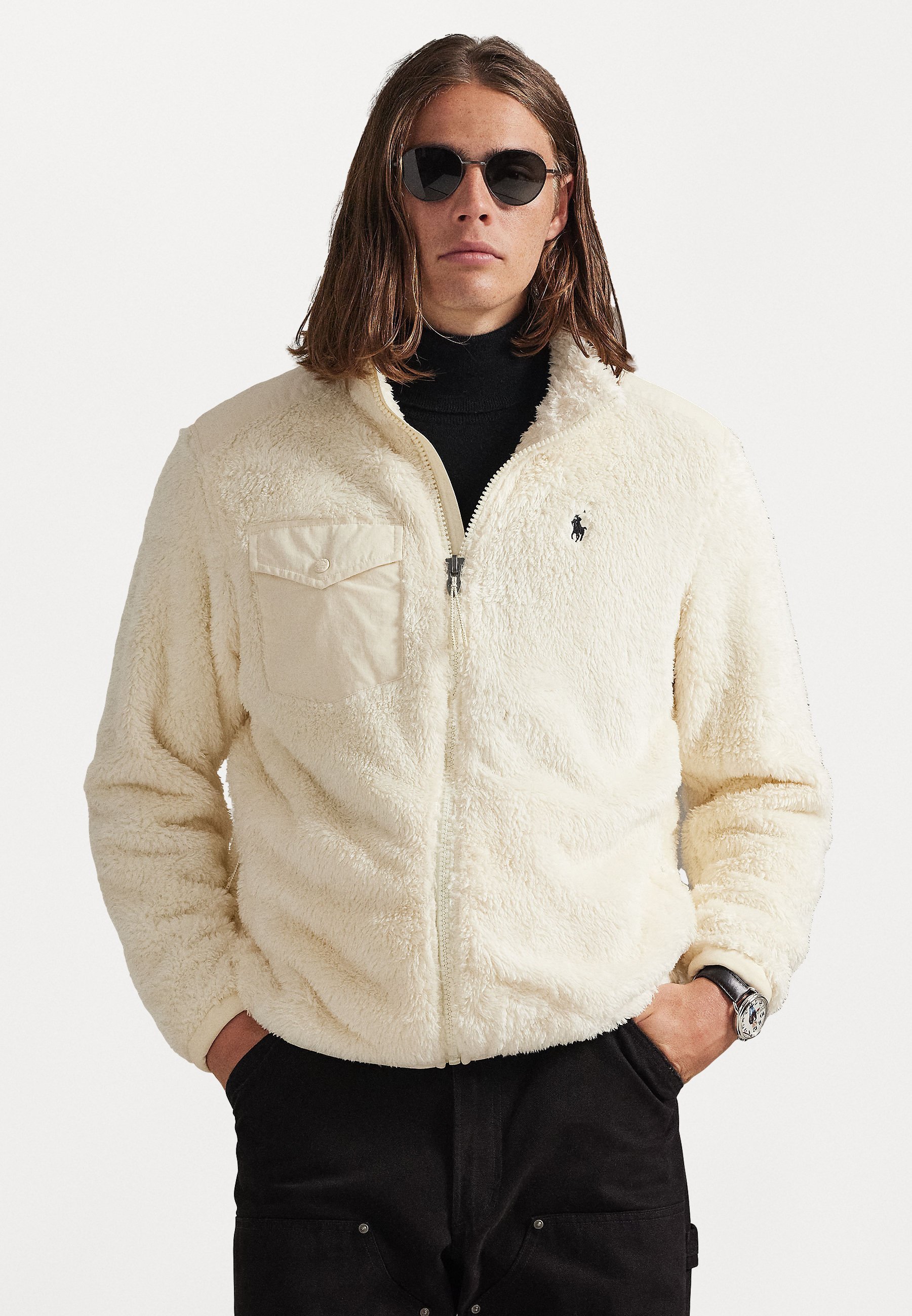 Polo Ralph Lauren CURLY PILE FLEECE JACKET - Trui met rits - Andover crème