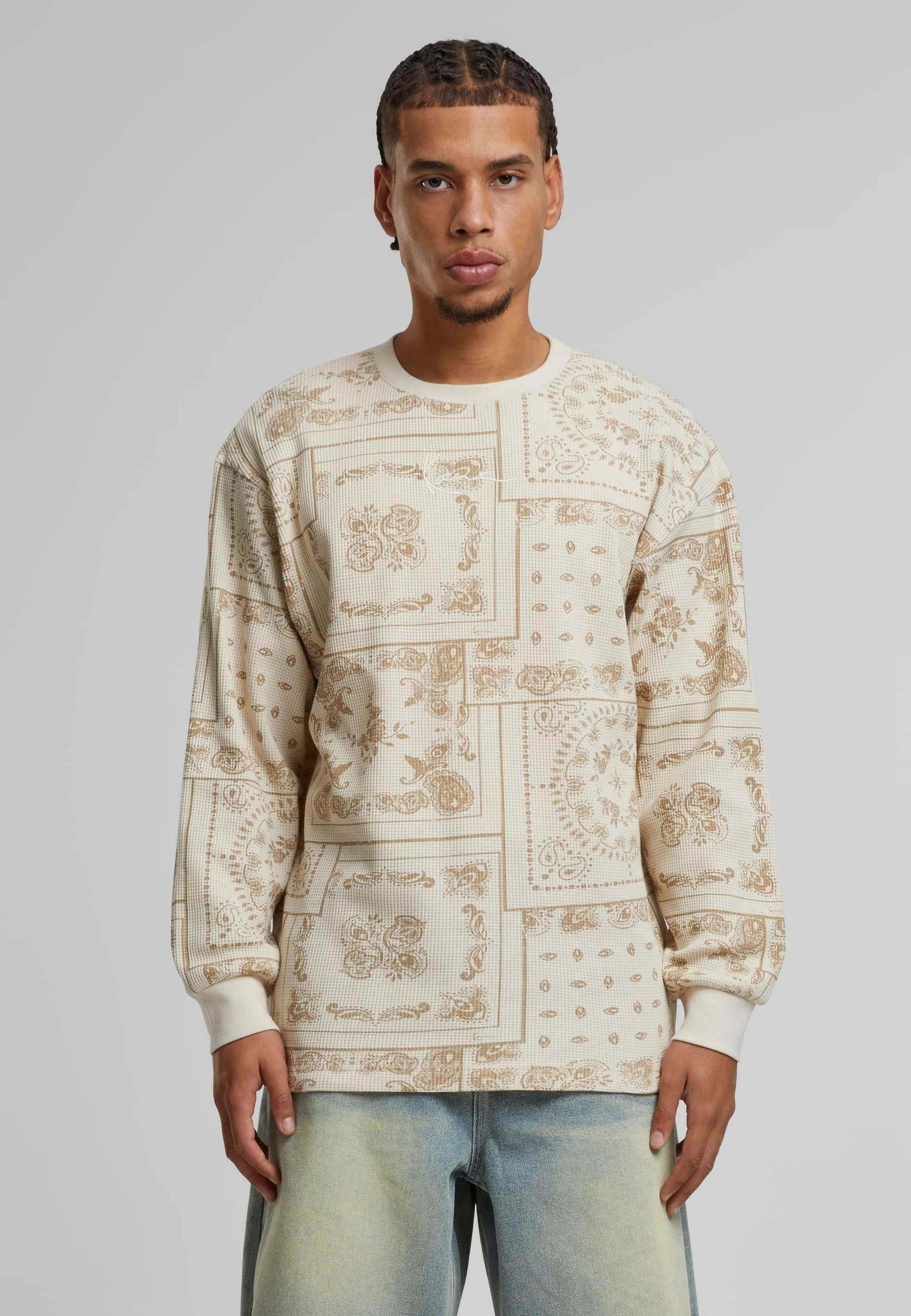 Karl Kani SIGNATURE PAISLEY WAFFLE - Top met lange mouwen - bruin