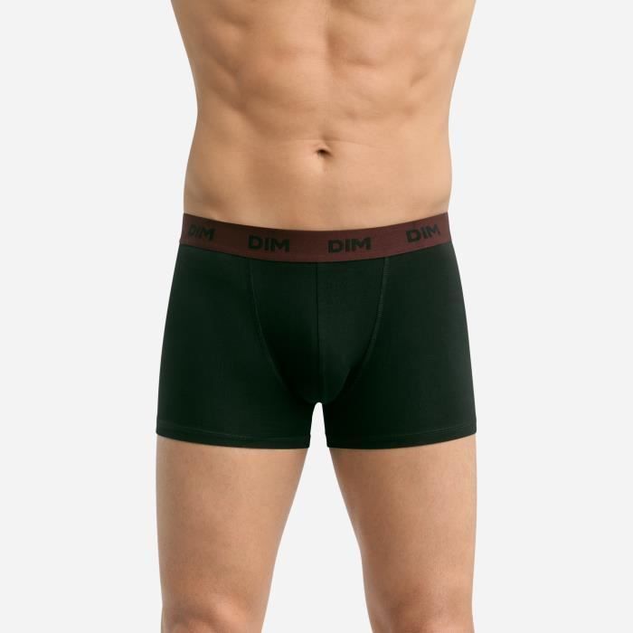 Calzoncillos bóxer para hombre - DIM - Surtido de colores - Paquete de 3 - Cintura de color - Algodón elástico transpirable
