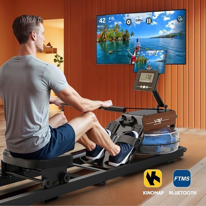 Indoor rowing machine - METTLEMATIC - Foldable - Water resistance - Bluetooth connected - Tablet holder - 160kg