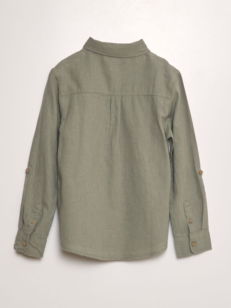 Camisa con mangas enrollables - VERDE