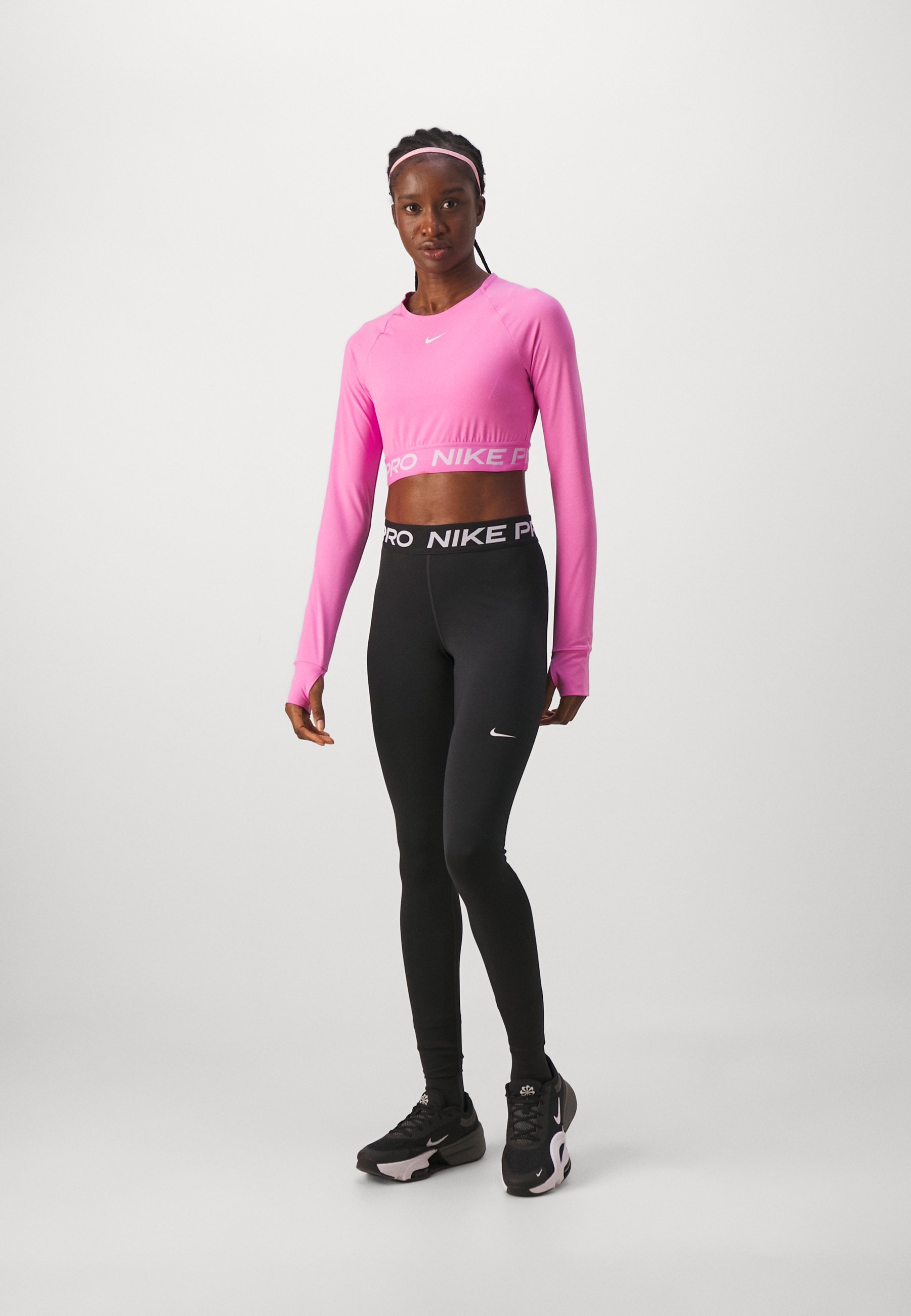 Nike Performance 365 CROP - Bluză cu mânecă lungă - roz jucăuș/alb